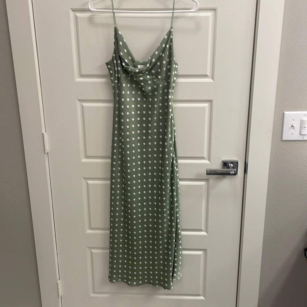 Petal & Pup green polka dot midi